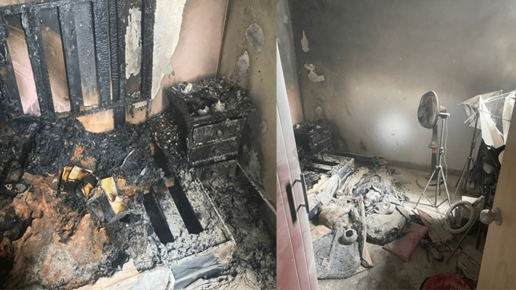 Pareja desaloja habitación y la reduce a cenizas en un incendio provocado