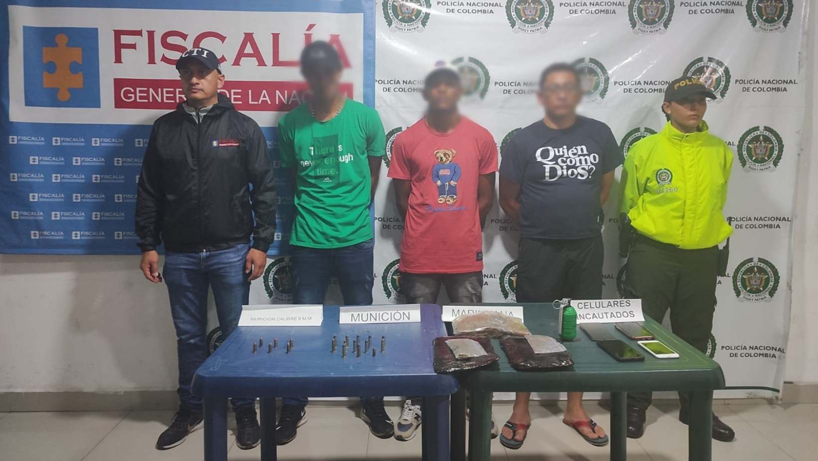 Operativo en Mariquita permite la captura de tres personas y la incautación de armas y estupefacientes