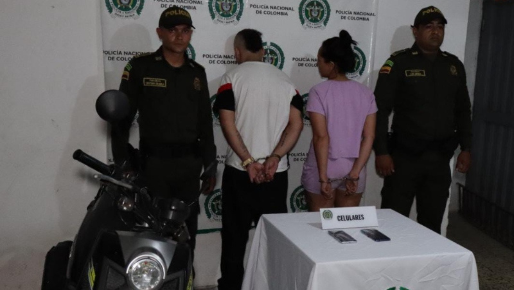 Pareja de motoladrones capturada en el barrio Topacio de Ibagué