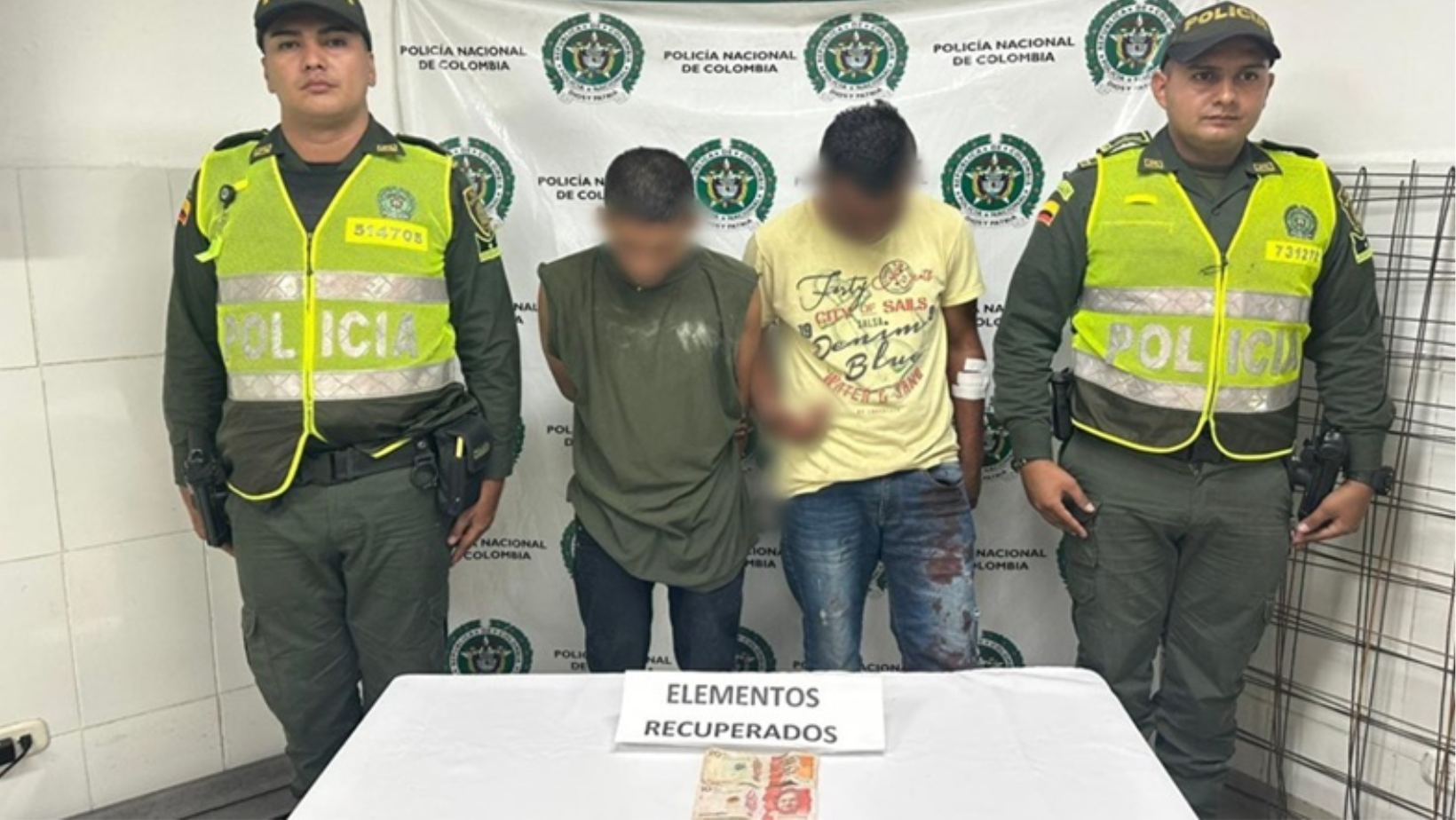 Dos ladrones arrestados por asaltar a taxista en Ibagué