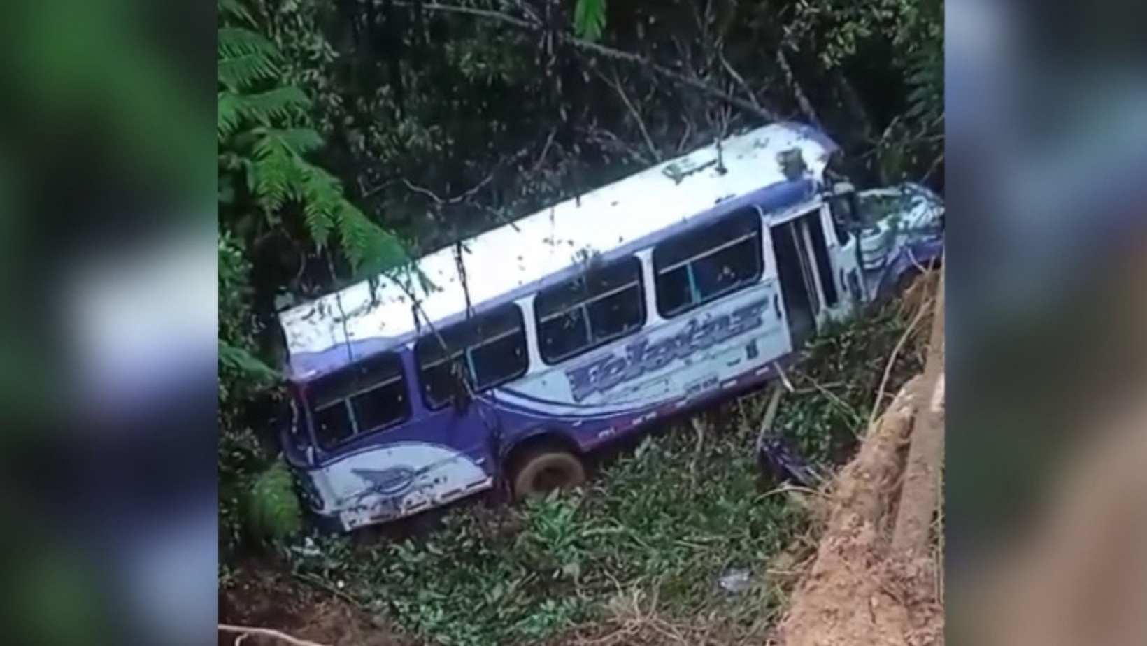 Bus de Velotax cae por abismo en vía entre Roncesvalles y Villarrica
