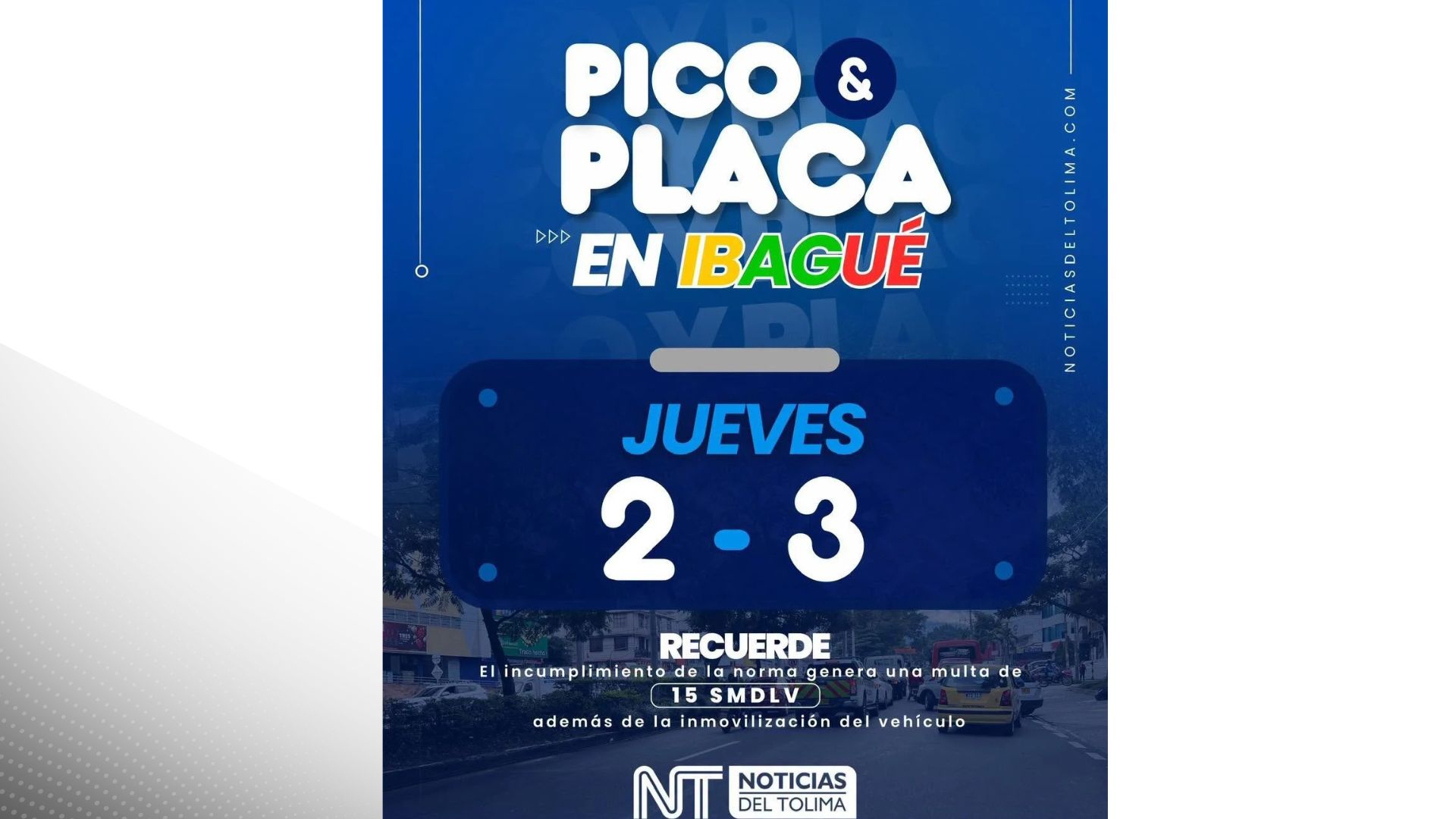 Este es el pico y placa para hoy en Ibagué Este es el pico y placa para hoy en Ibagué