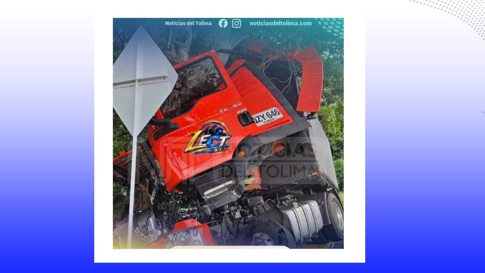 Trágico accidente, conductor murió tras chocar contra un árbol en Armero Guayabal
